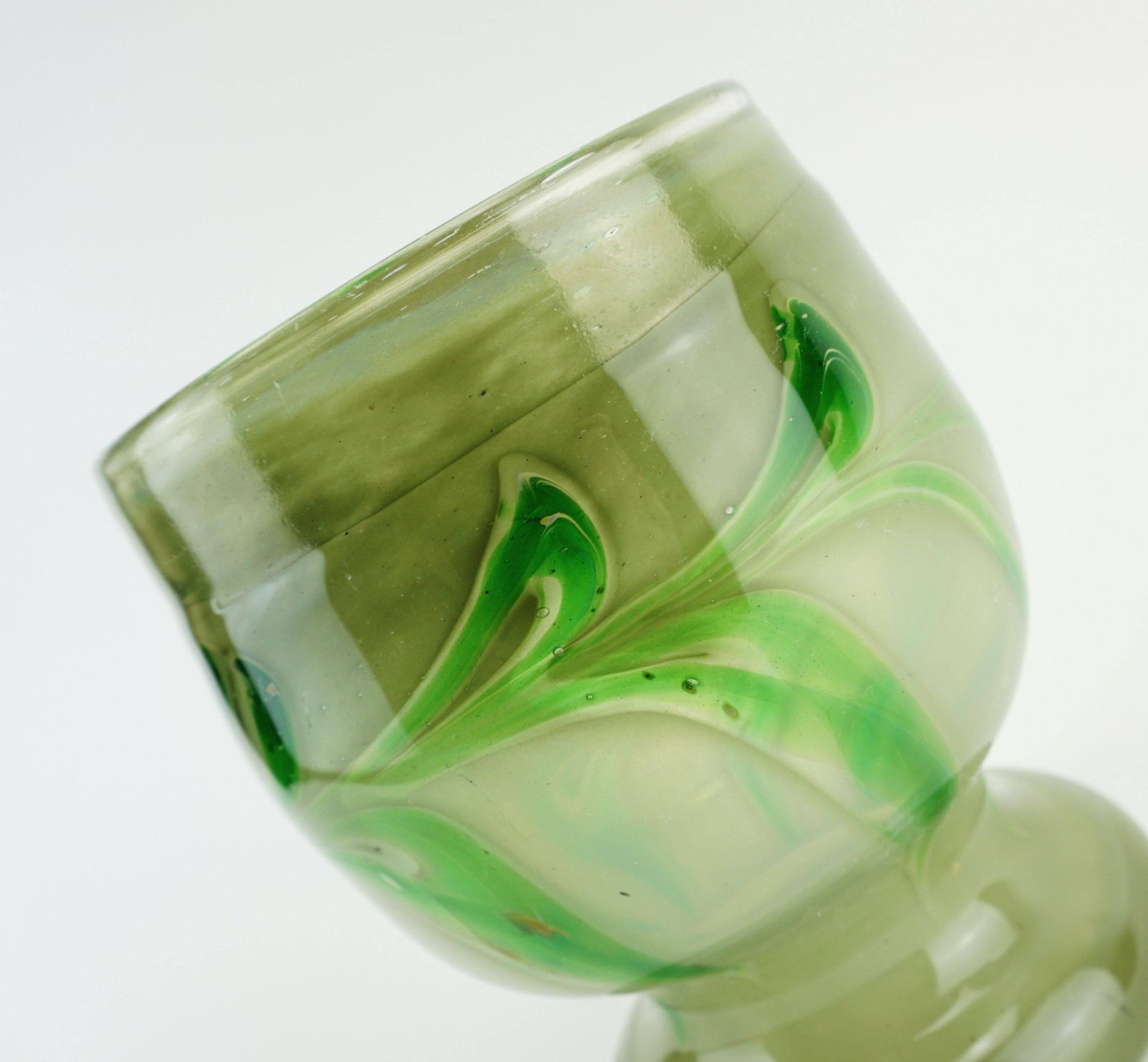 Vintage Glass Vase By Erwin Eisch, Various Shades Of Green And Clear Glass photo vintage