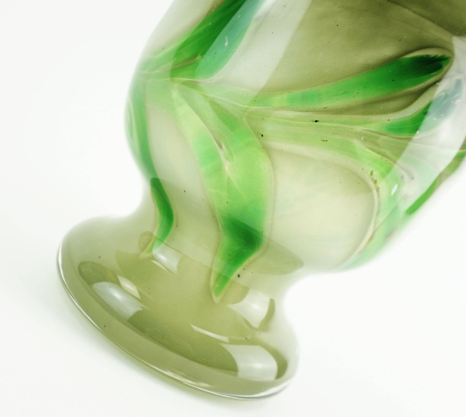 Home Decor Vintage Glass Vase By Erwin Eisch, Various Shades Of Green And Clear Glass photo