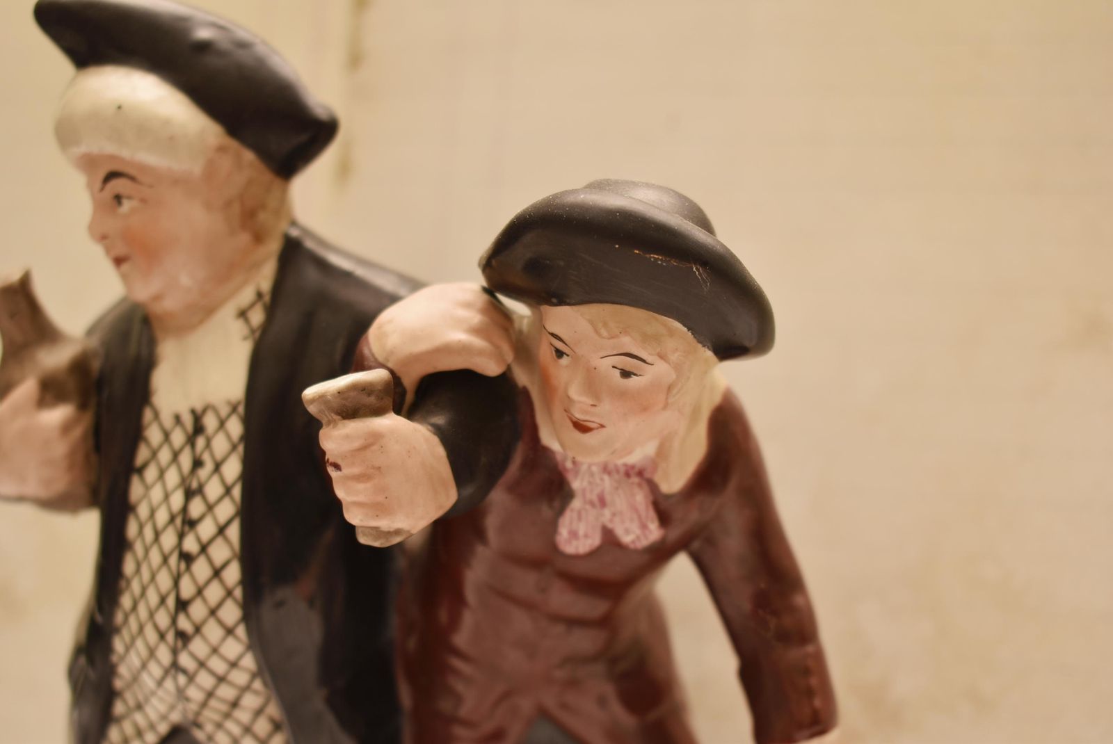 Antique Staffordshire Pottery Figure   The Drunken Parson And Clerk photo for sale