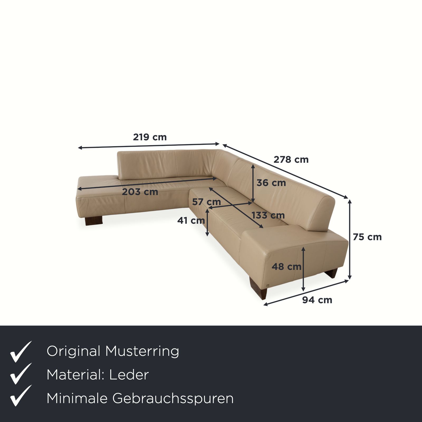 Musterring Leren Hoekbank Beige Taupe photo furniture