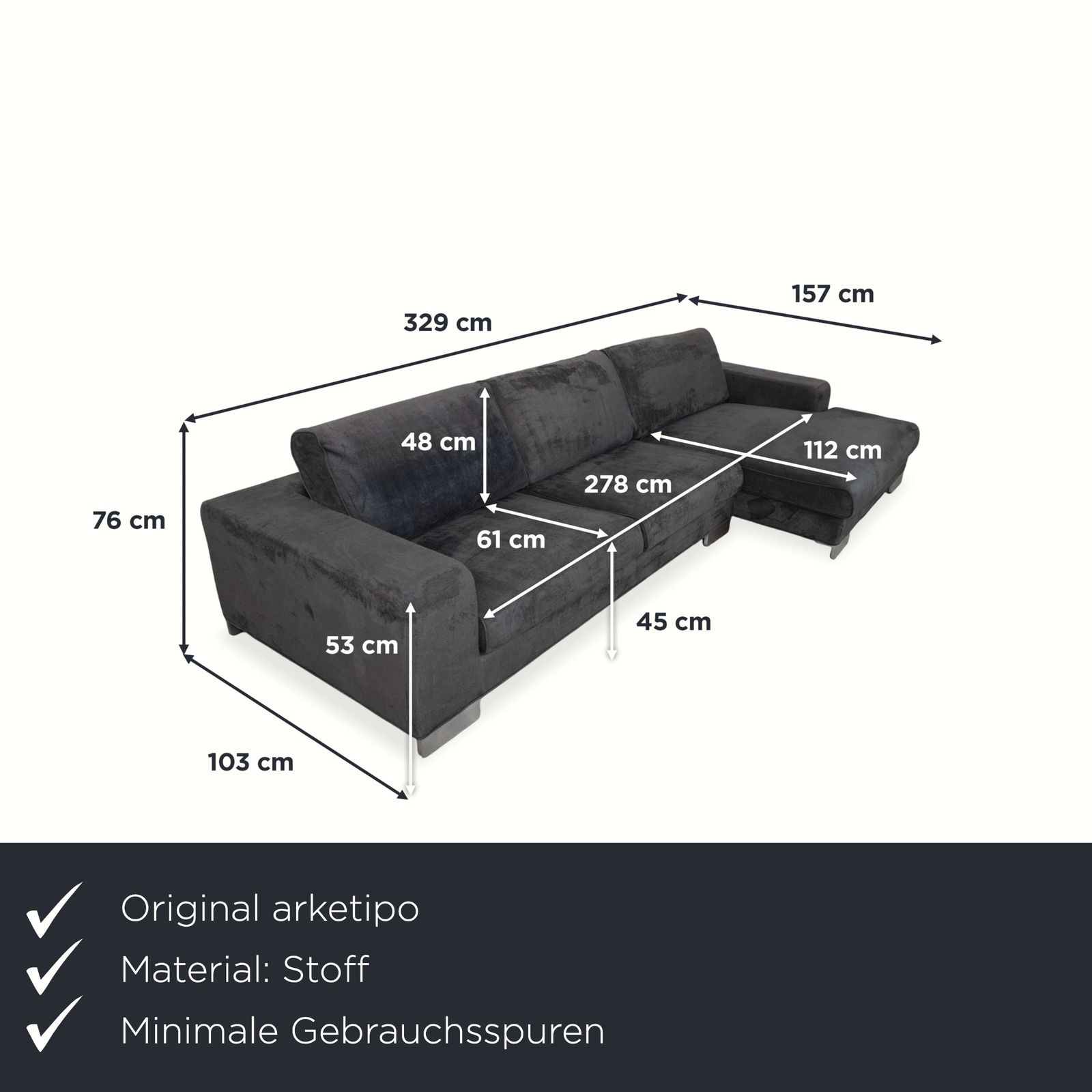 Arketipo Fabric Corner Sofa Grey Blue photo furniture