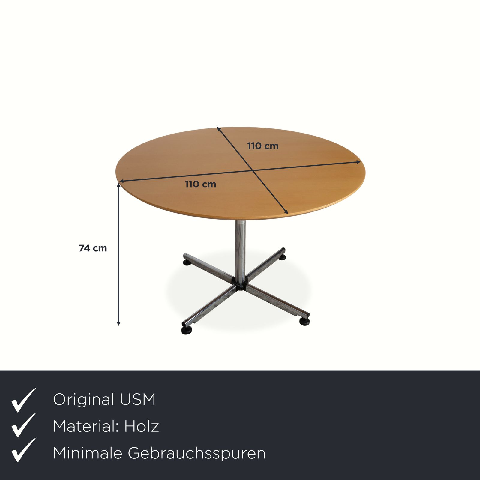 Table à manger USM Kitos en bois, brun, chromé photo furniture