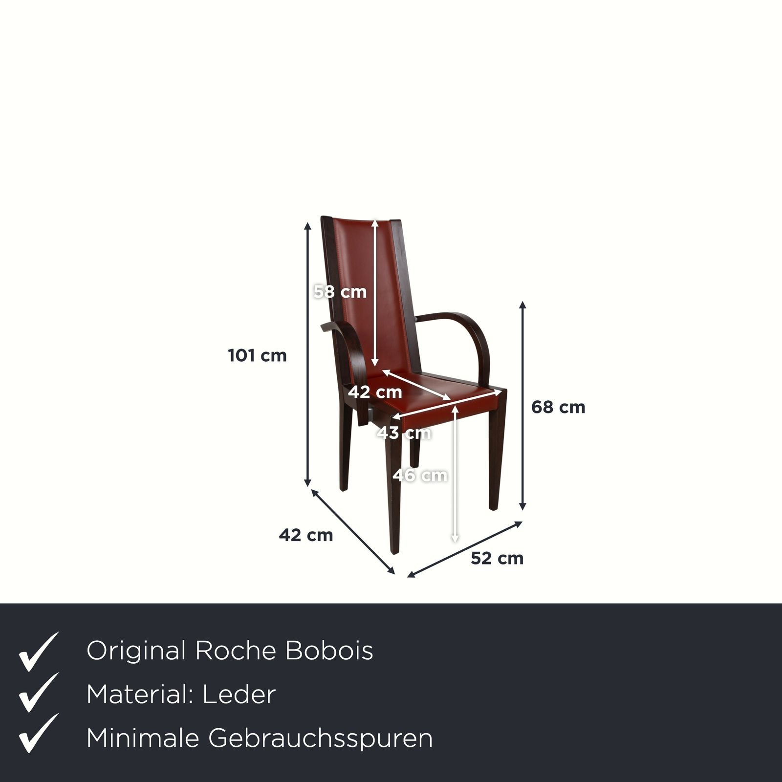 Set van 6 Roche Bobois stoelen, leer, rood/bruin, hout, eetkamer photo furniture