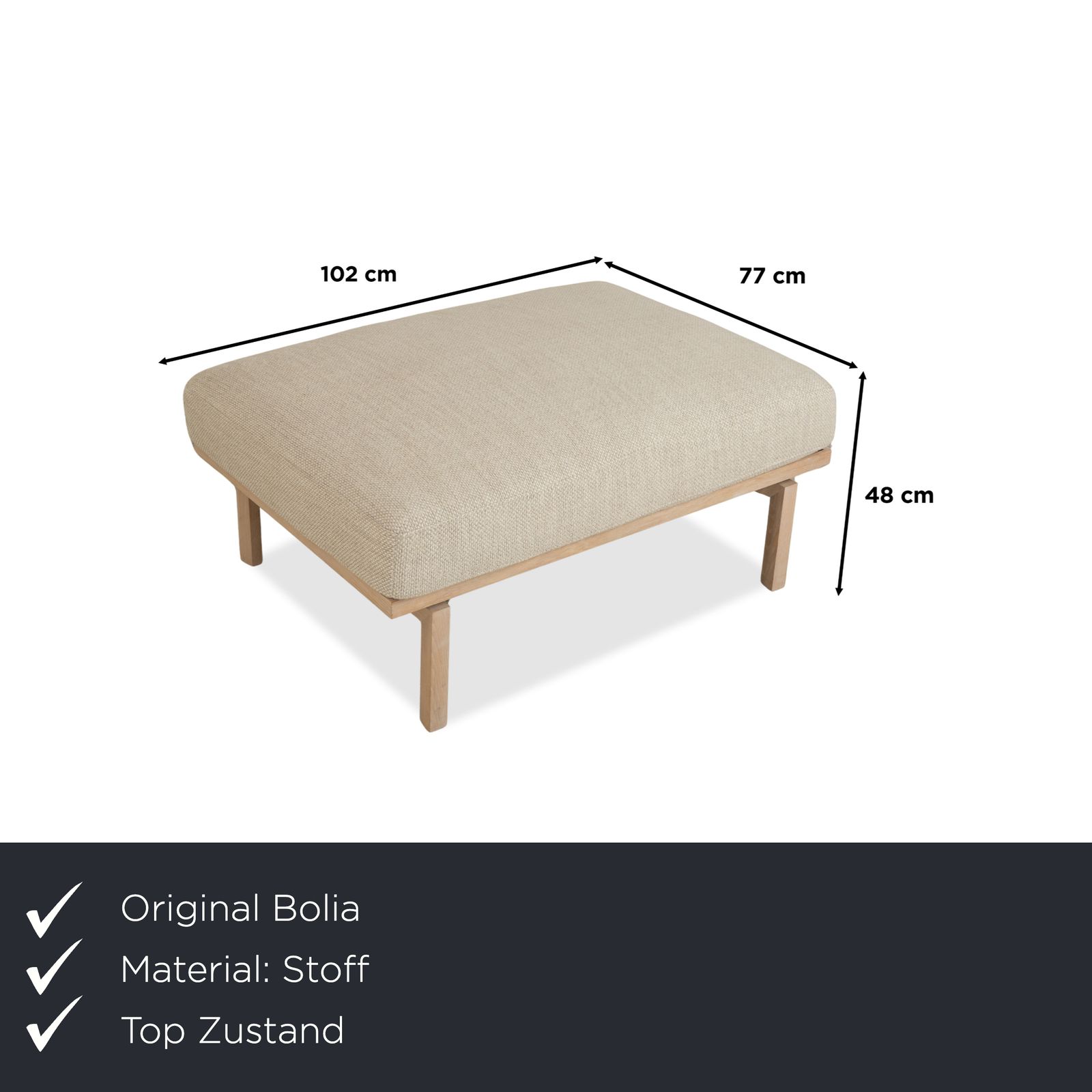 Tabouret Bolia Elton en tissu beige crème, bois gris photo furniture