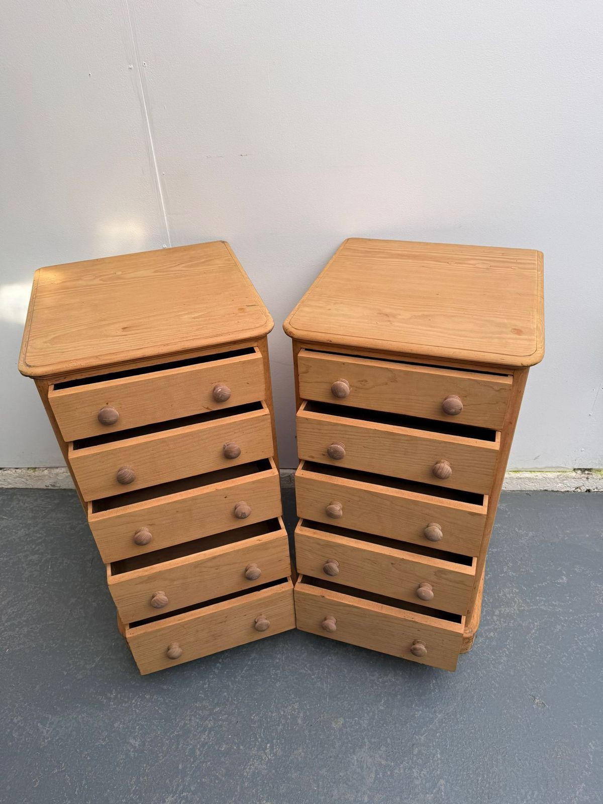 A Rare Pair Of Pine Victorian 5 Drawer Chest Of Drawers To Wax/Paint photo vinterior