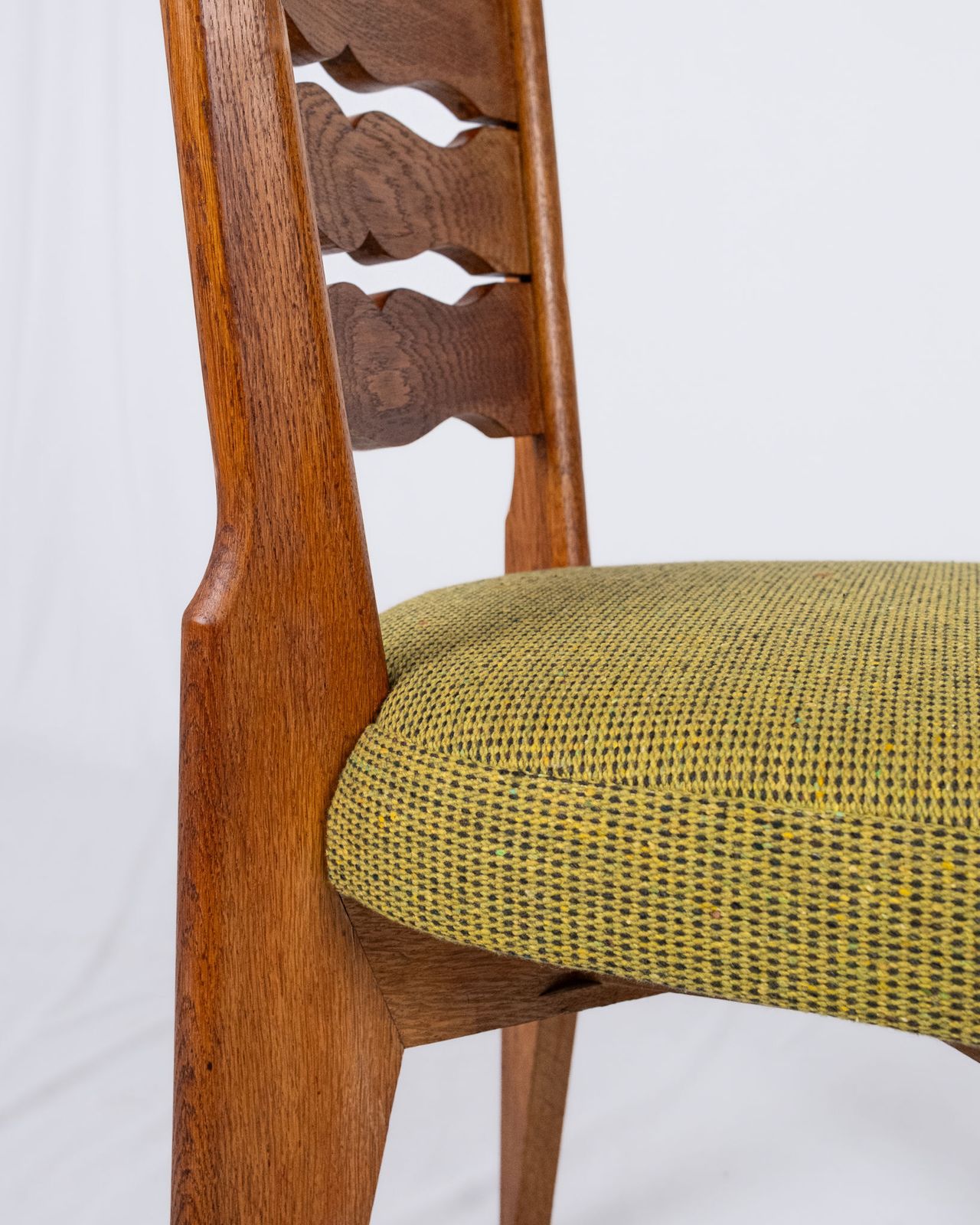 Furniture Pair Of Oak And Wool Chairs By Guillerme And Chambron, For Votre Maison, France, 1950s photo