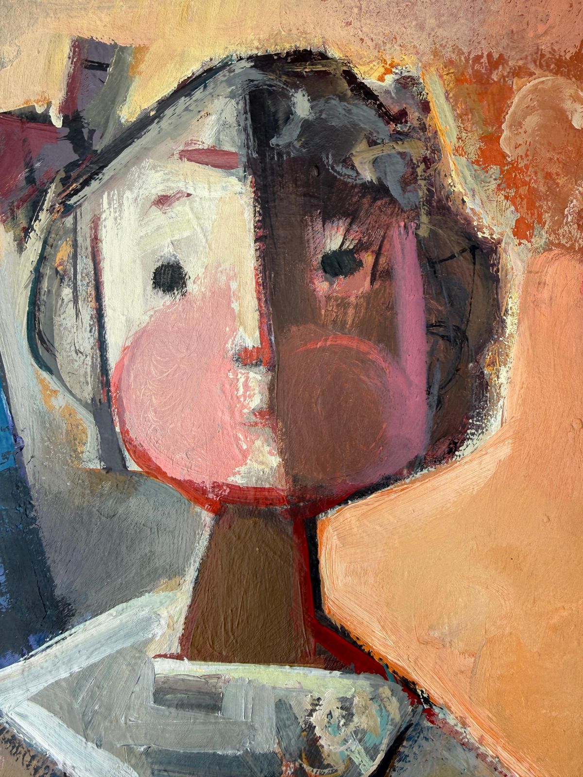 Josep Oriol Balmes Bosch – Kubistisch Figuratief Schilderij Met Bloemen, Spaans Mid Century Modern, Olieverf, 1953 photo Kunst