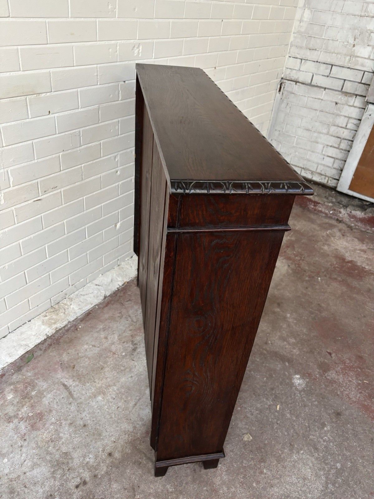 photo for sale An Attractive & Nicely Carved Oak Bookcase With Adjustable Shelves.