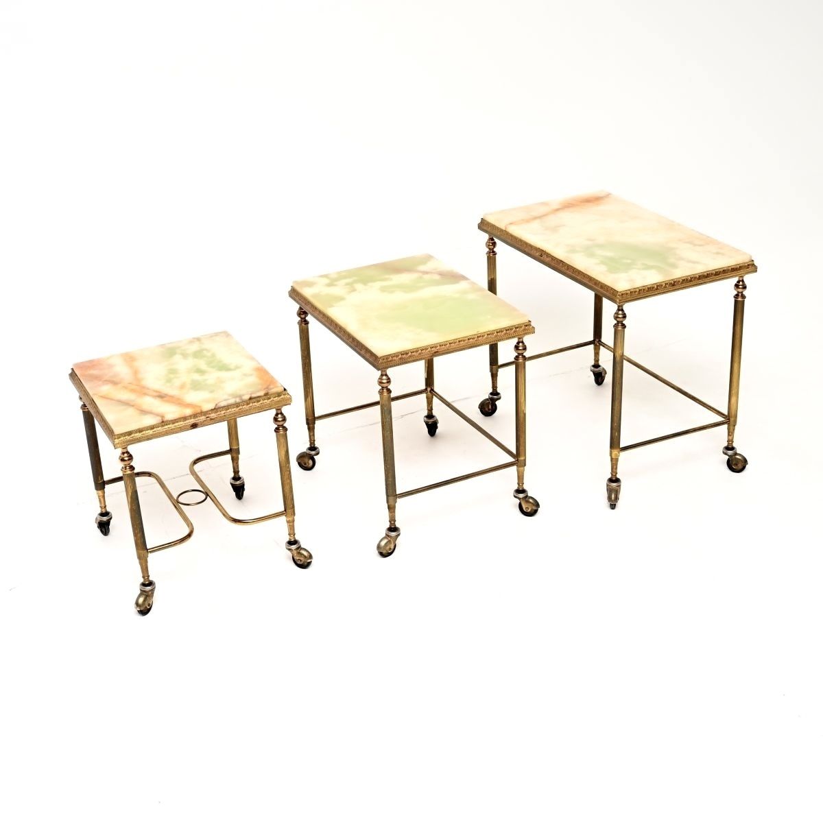 Antique French Brass And Onyx Nest Of Tables photo furniture