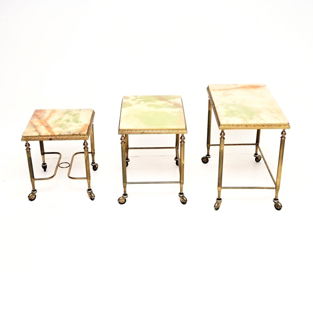 Antique French Brass And Onyx Nest Of Tables photo Furniture