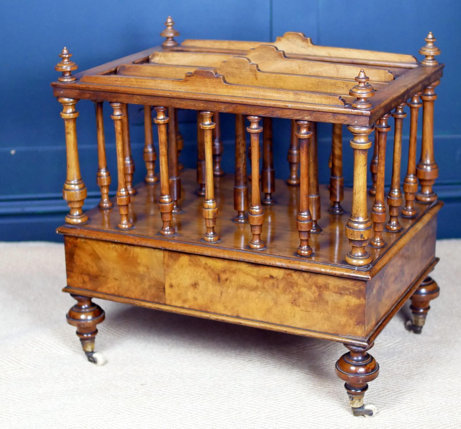 photo vintage Victorian 19th Century Walnut Canterbury Magazine Rack