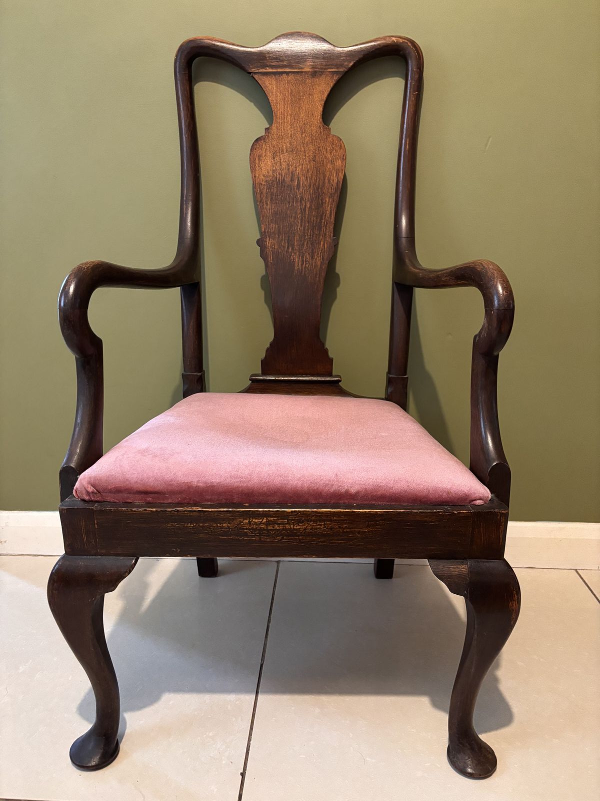 Queen Ann Revival Mahogany Nursery Chair