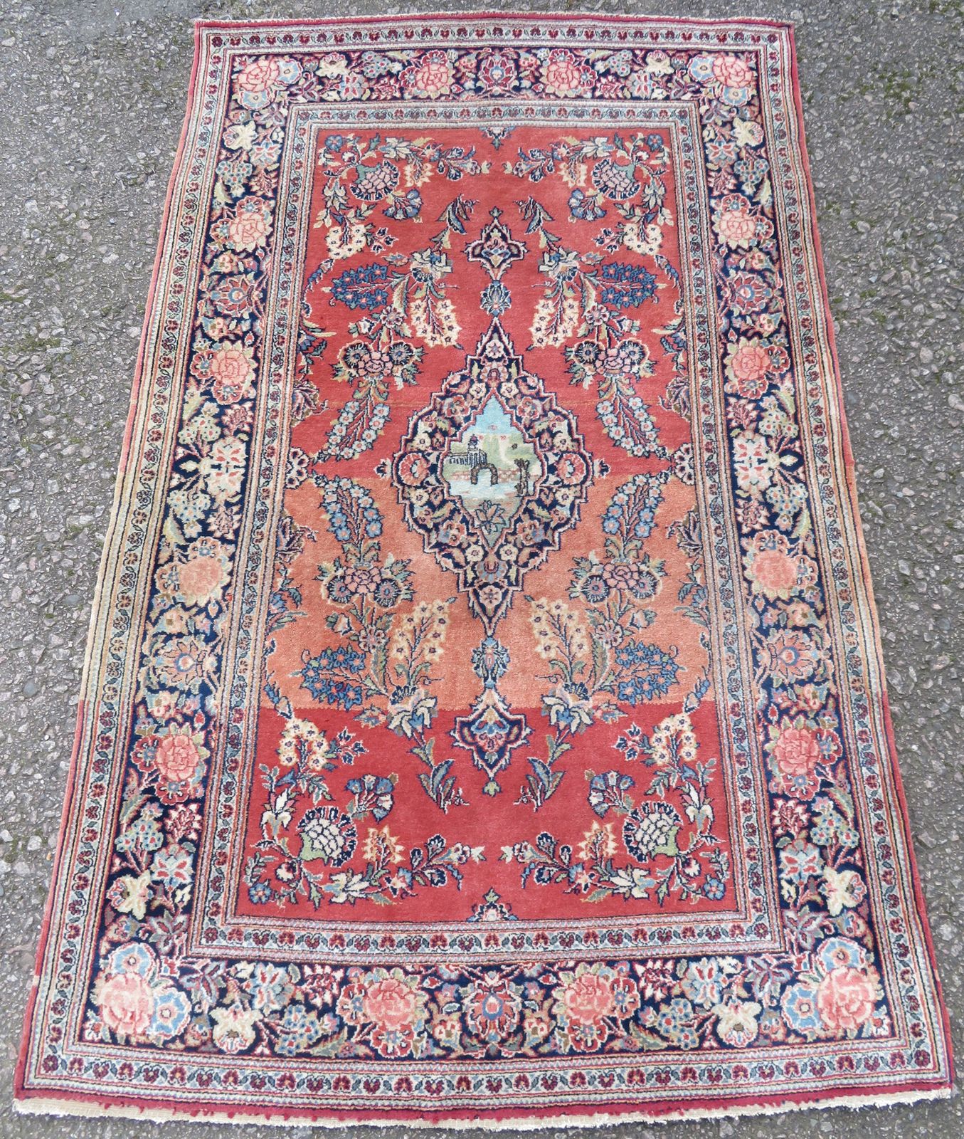 Antique Asian Pictorial Rug. 166cm X 104cm