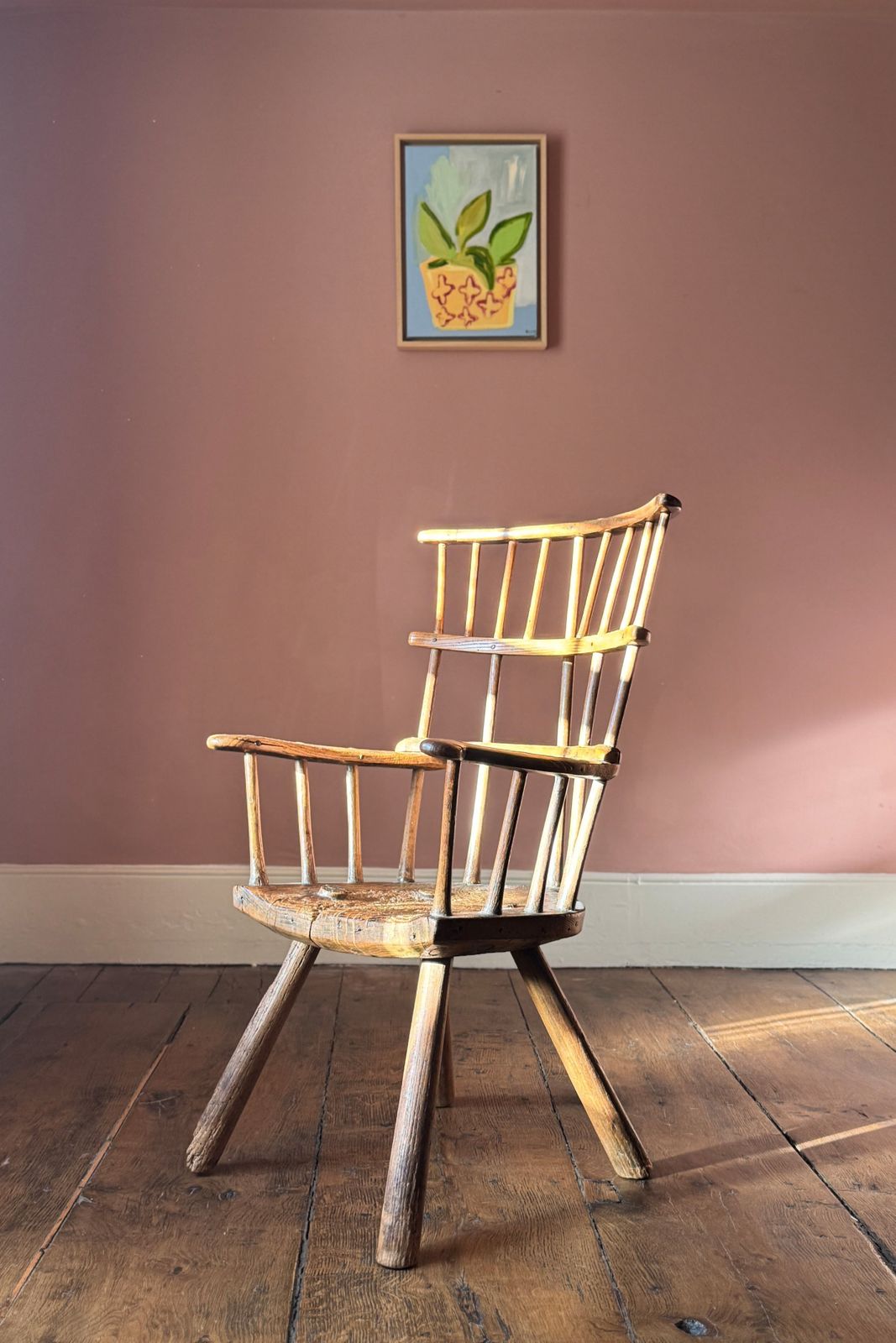 A Rare 18th Century Triple Comb Back Stick Chair photo for sale