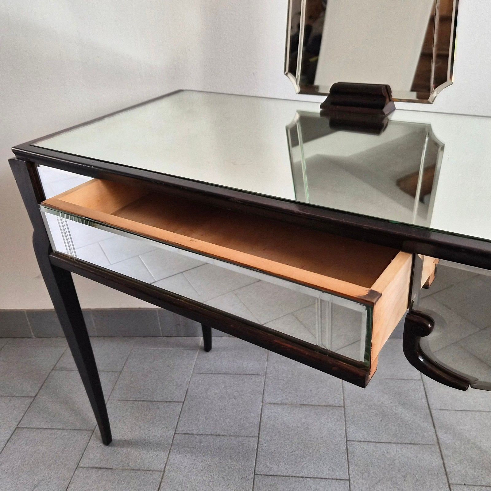 Vintage 1930s Mahogany & Mirror Art Deco Dressing Table 30s Retro 1930s photo Furniture