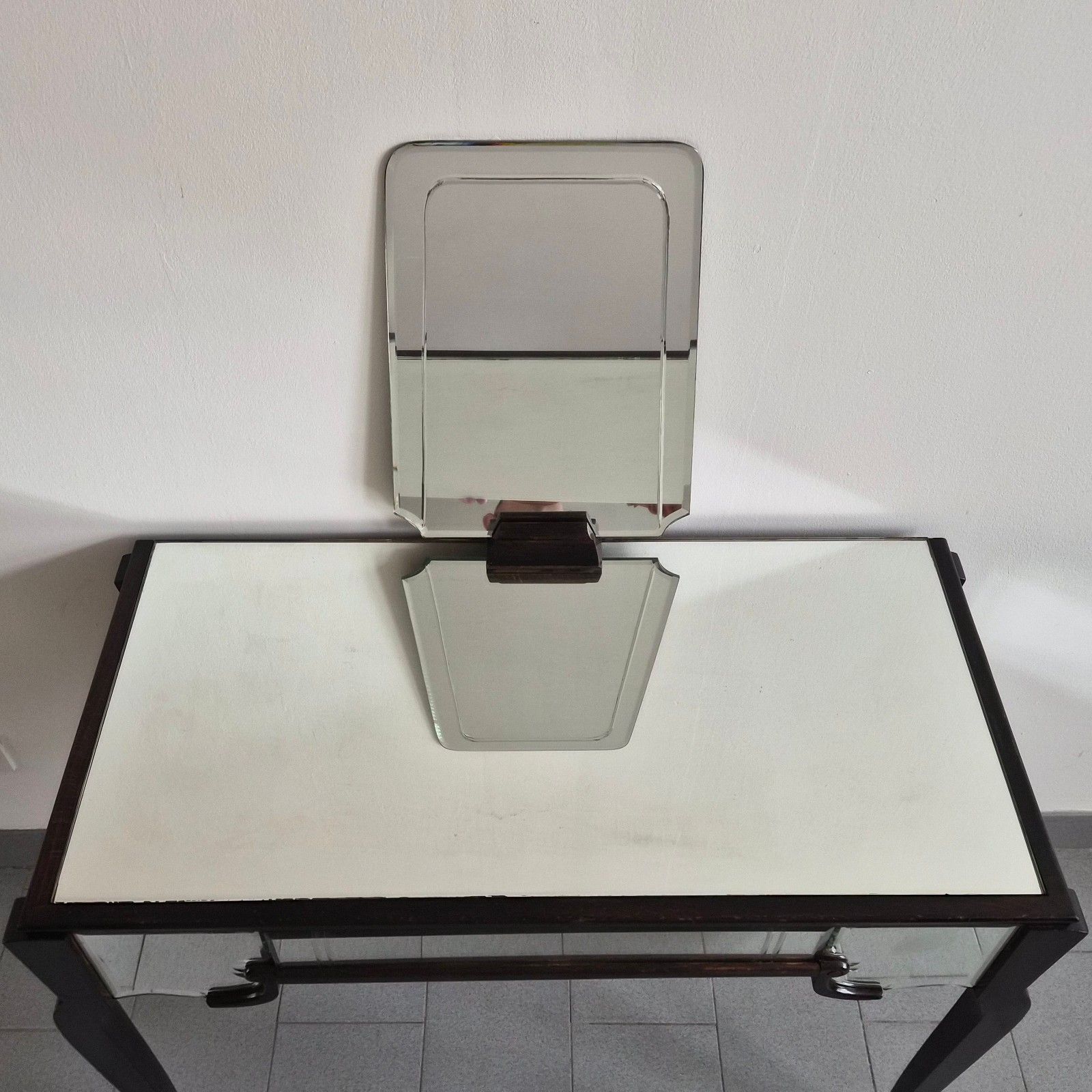 photo vintage Vintage 1930s Mahogany & Mirror Art Deco Dressing Table 30s Retro 1930s