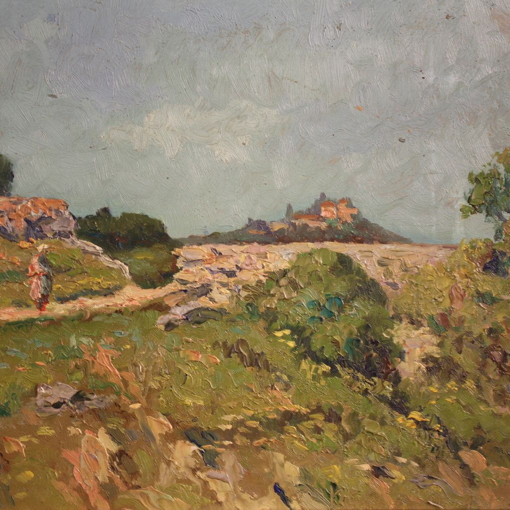 Signed Italian Landscape Painting From The 20th Century photo furniture