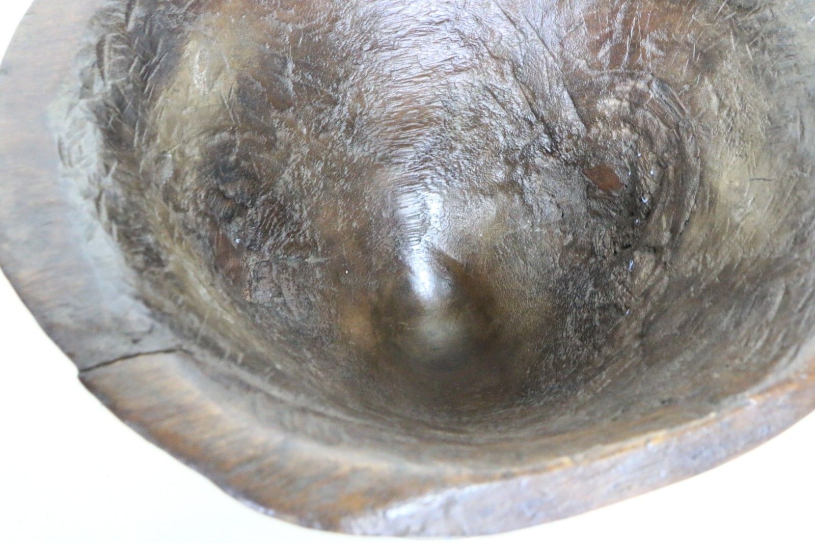 Large Antique African Food Bowl Grain Grinding Mortar Carved Wood Early 20th C. photo 125.0