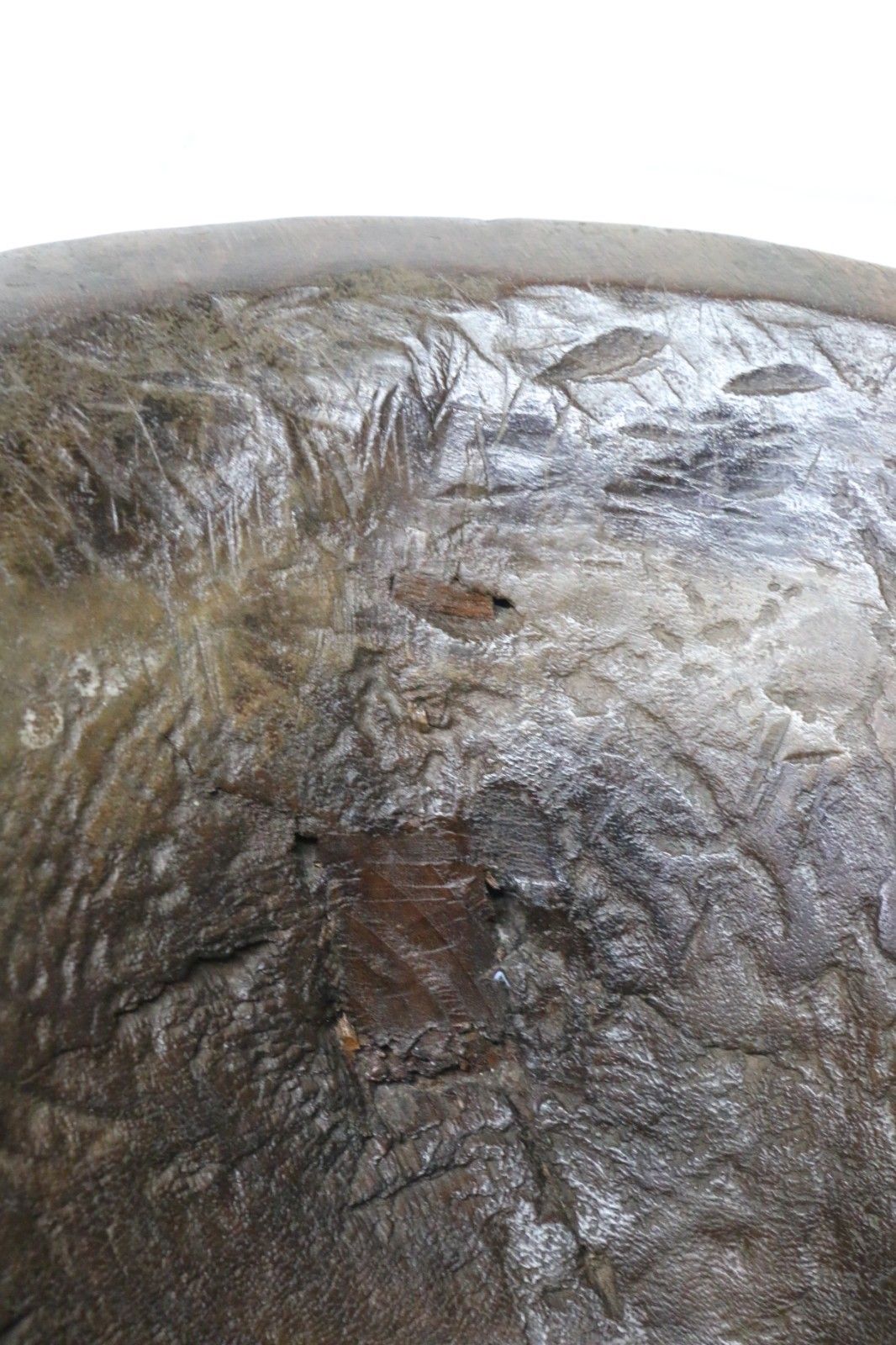 photo vinterior Large Antique African Food Bowl Grain Grinding Mortar Carved Wood Early 20th C.