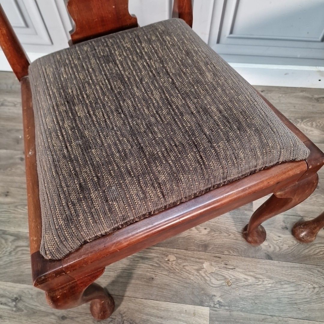 Antique Mahogany Dining Chairs Pair Cabriole Legs Desk Hall Seating Wooden photo Furniture
