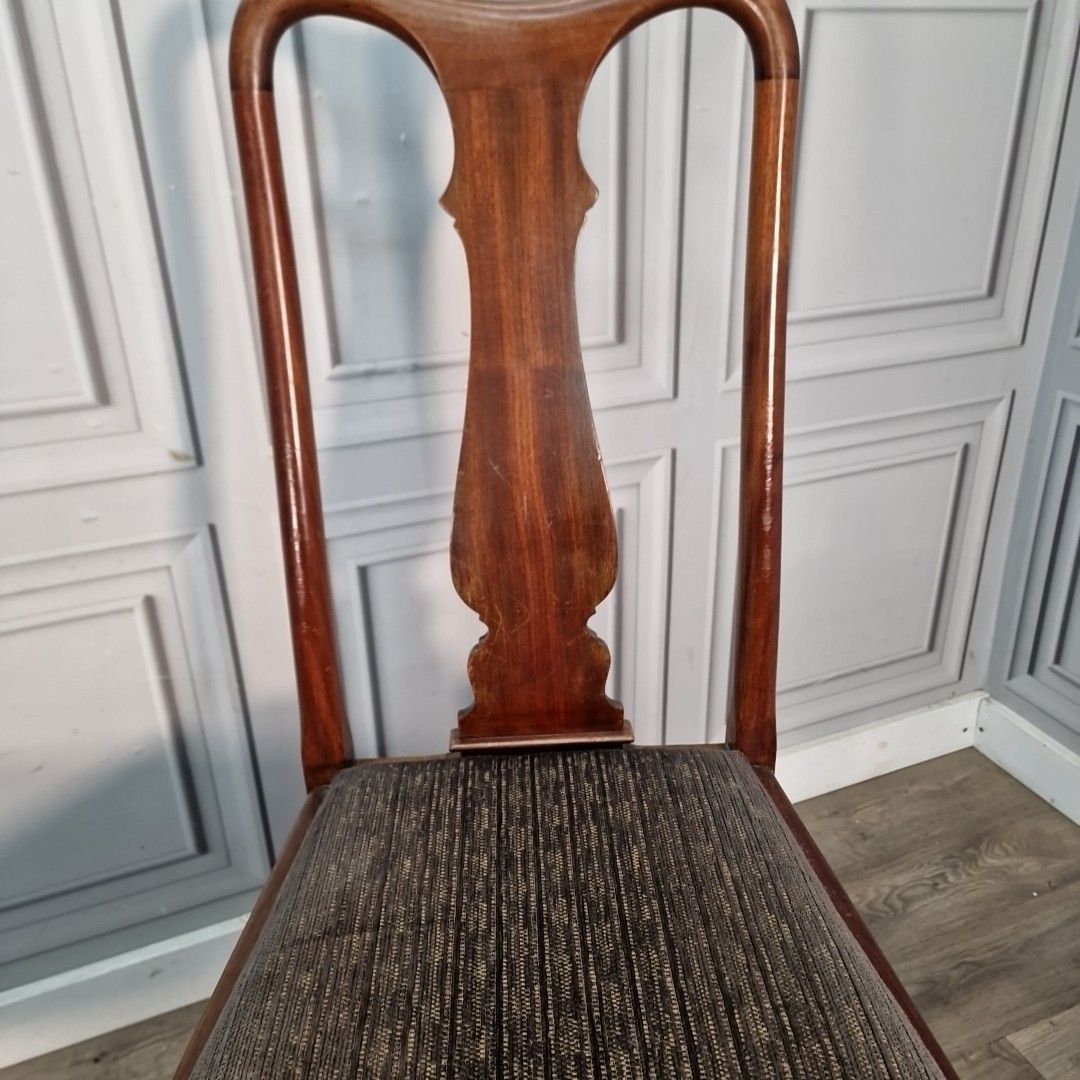 Antique Mahogany Dining Chairs Pair Cabriole Legs Desk Hall Seating Wooden photo buy