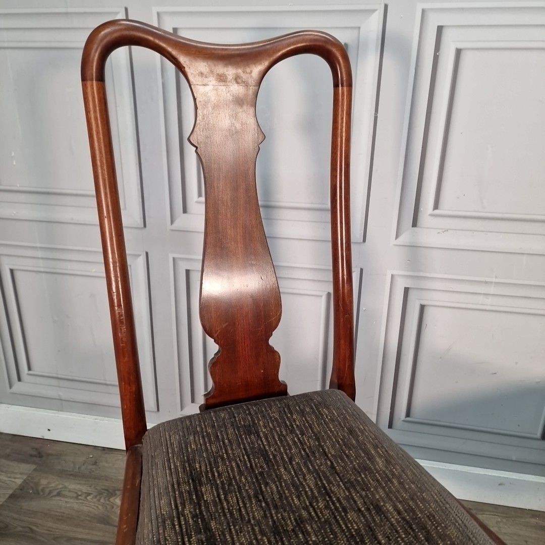photo for sale Antique Mahogany Dining Chairs Pair Cabriole Legs Desk Hall Seating Wooden