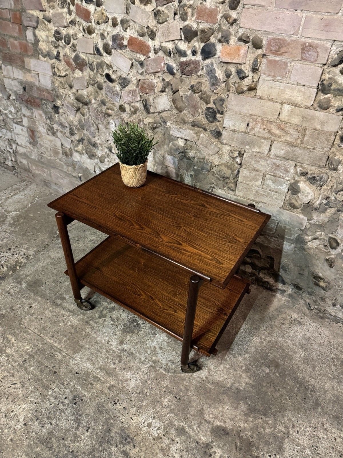 🚛 Vintage Mid Century Danish Rosewood Drinks / Cocktail Cart / Tea Trolly photo Furniture
