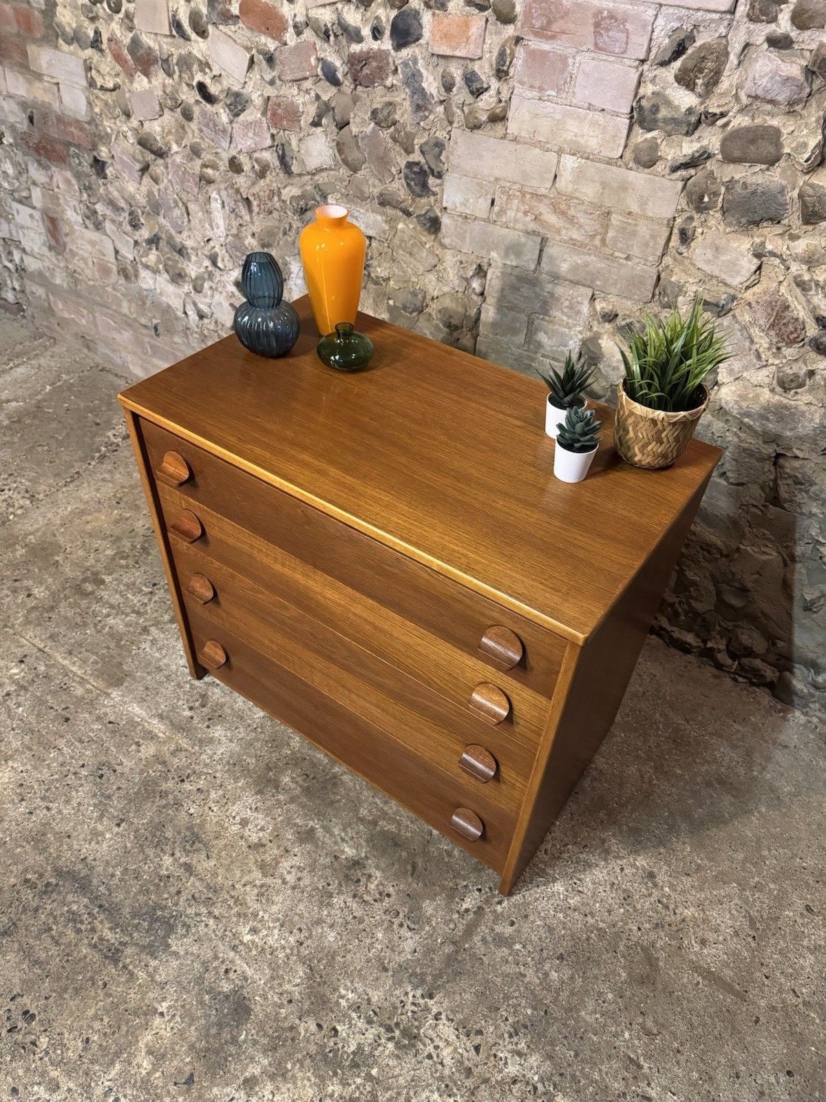🚛 Vintage Mid Century Teak Chest Of Drawers Danish Scandinavian Design / Stag photo for sale