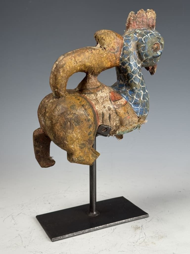 19th Century Chinese Mythical Animal Carving – Rooster Horse With Dragon Tail photo vintage