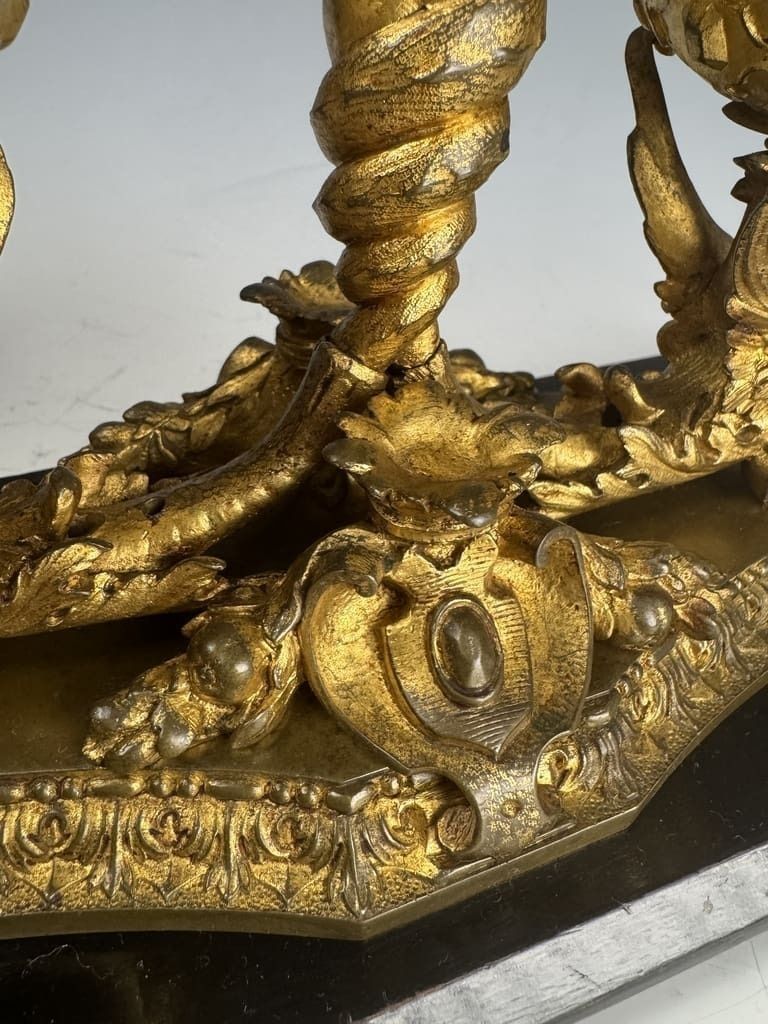 photo furniture Antique Gilt Bronze & Ebony Inkstand – 19th Century Desk Accessory