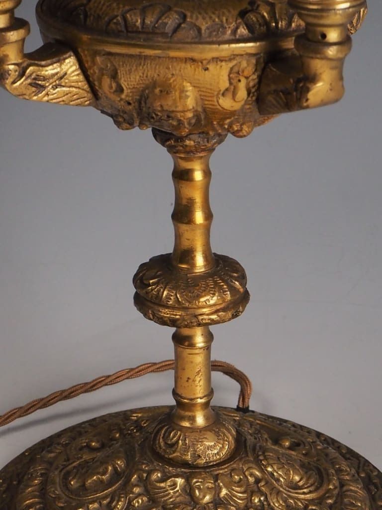 photo buy Antique 19th Century Dutch Bouillotte Style Table Lamp With Suspended Shade
