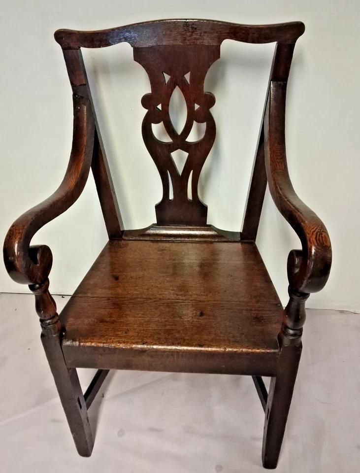 Antique Georgian 18th Century Provincial Elbow Chair Deep With Patina