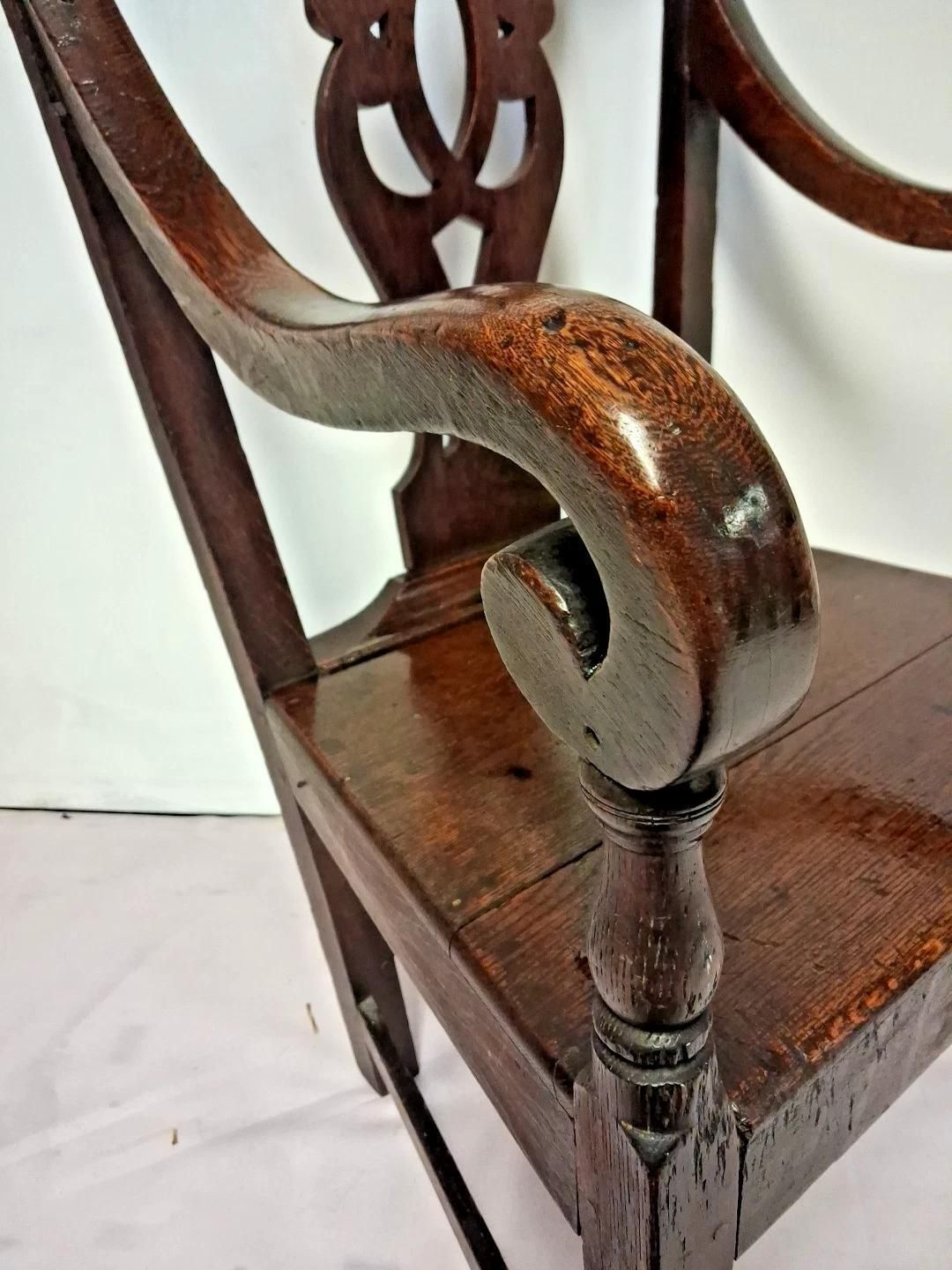 Furniture Antique Georgian 18th Century Provincial Elbow Chair Deep With Patina photo