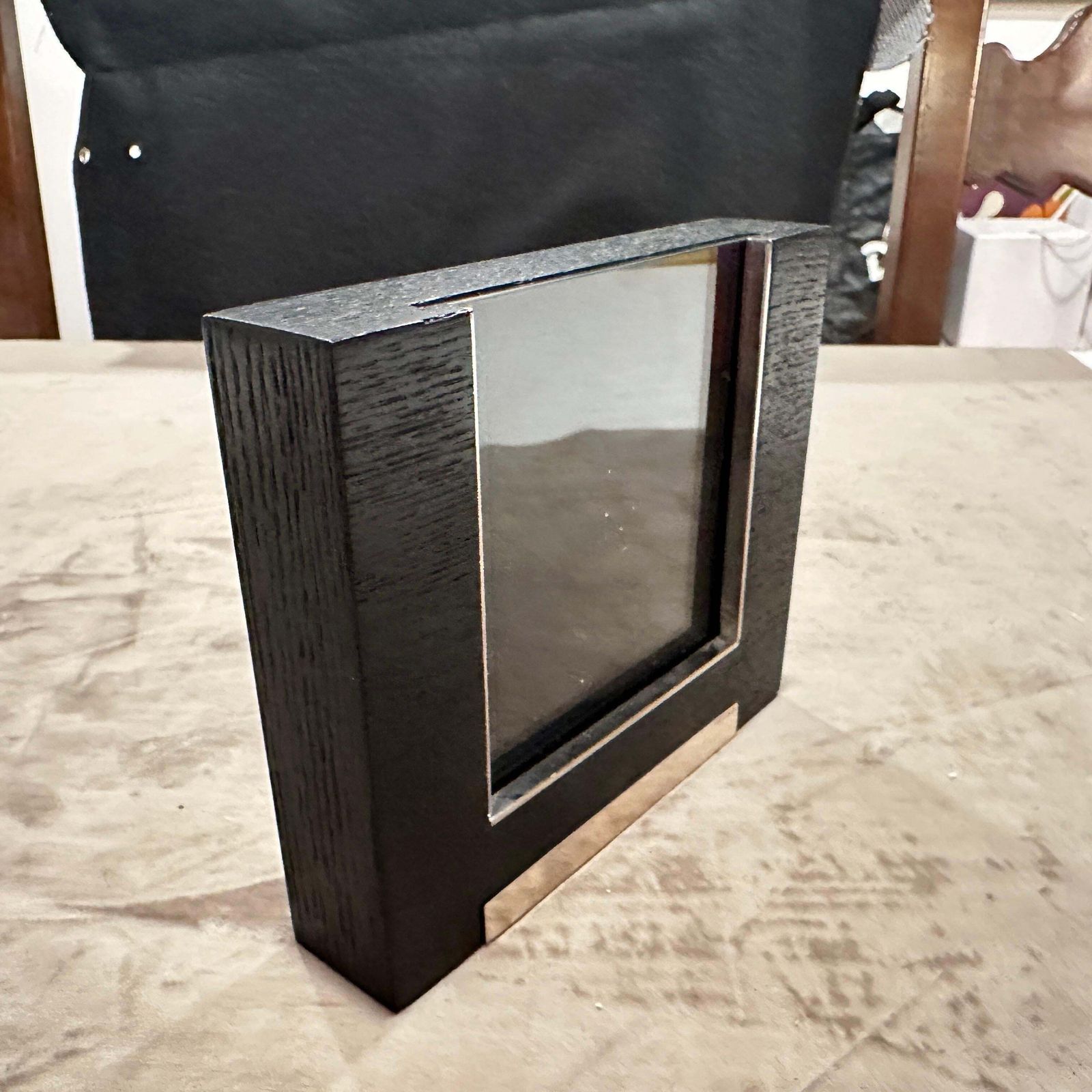 1980s Modern Sterling Silver And Ebonized Wood Picture Frame By Silvan photo buy