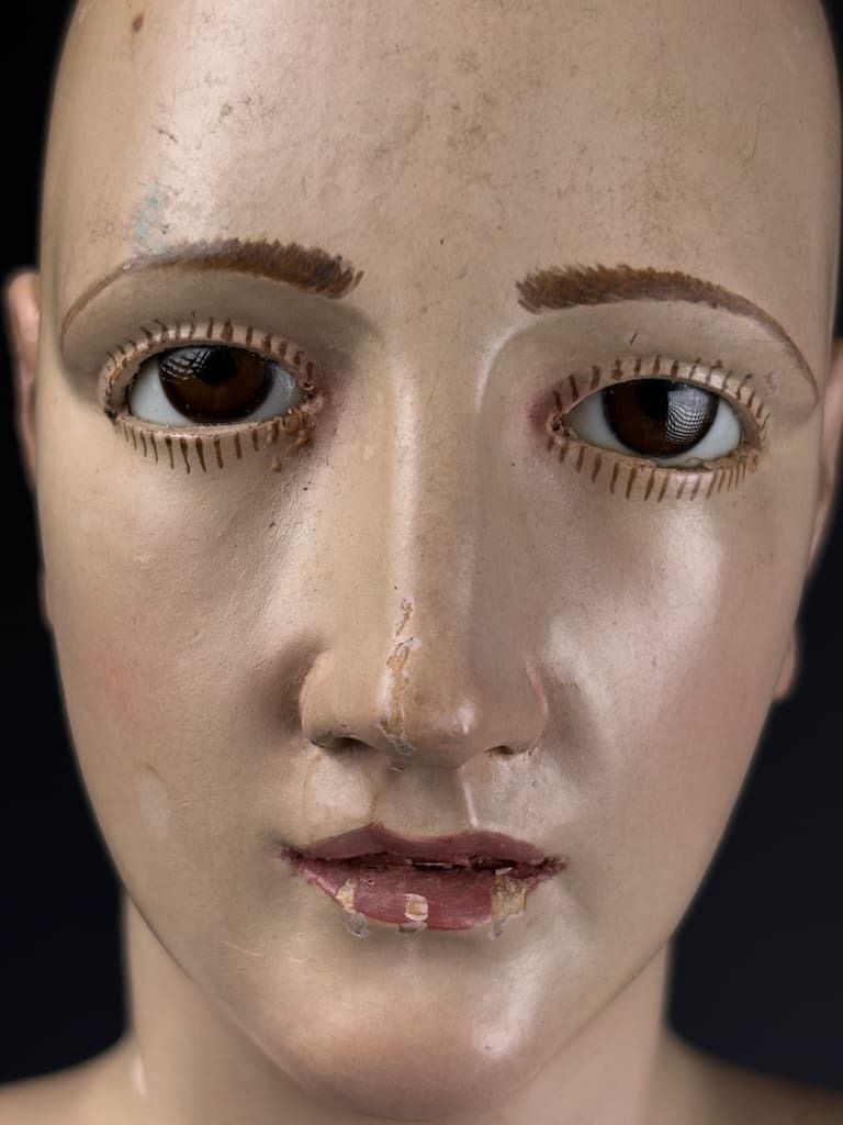 Mid 18th Century Italian Polychrome & Gesso Santos Figure (Female Saint) photo vintage
