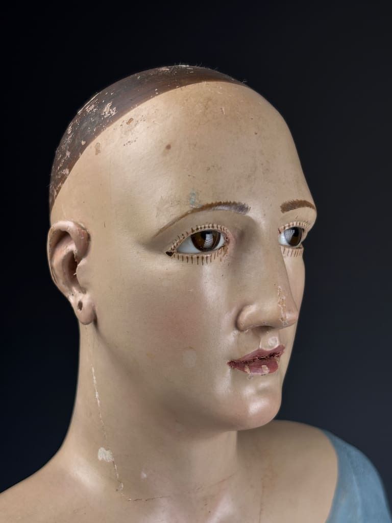 photo for sale Mid 18th Century Italian Polychrome & Gesso Santos Figure (Female Saint)