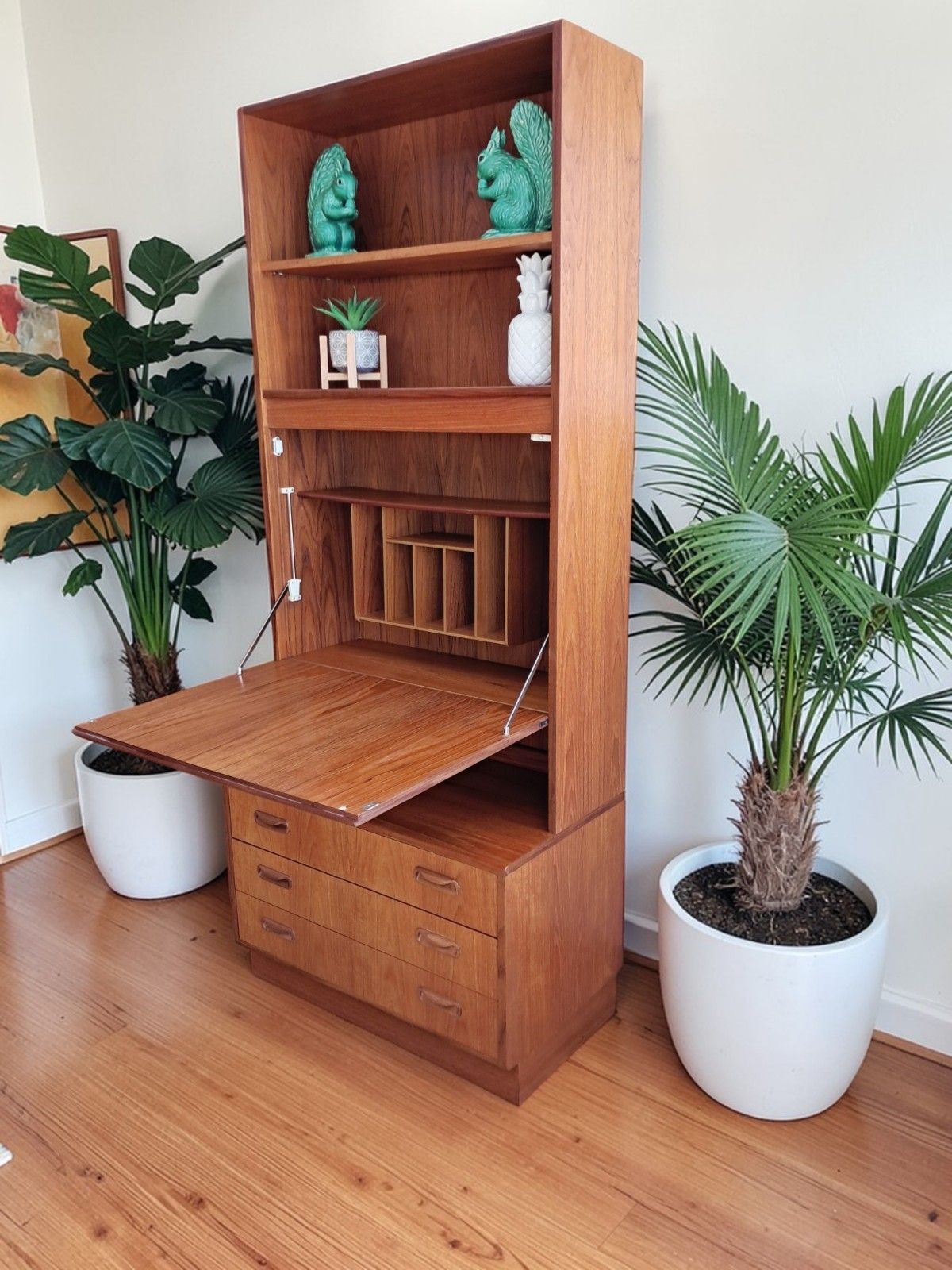 G Plan Fresco Teak Bureau Desk: Mid Century Cocktail Cabinet Workstation 1970's photo furniture