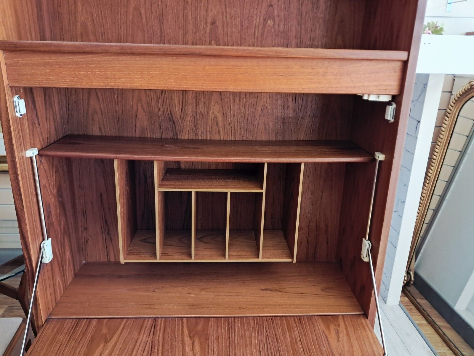 photo vinterior G Plan Fresco Teak Bureau Desk: Mid Century Cocktail Cabinet Workstation 1970's