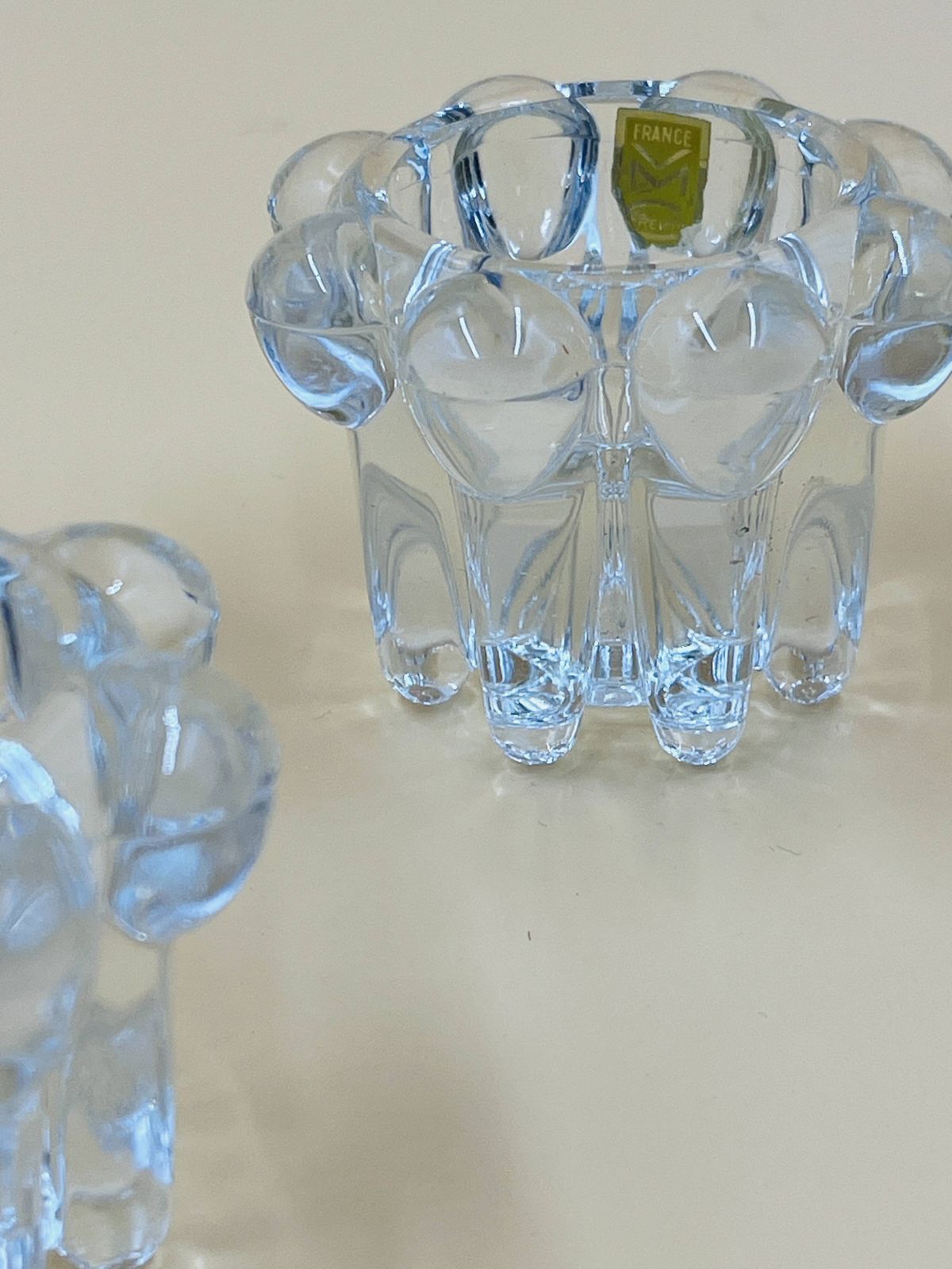 Set Of 3 Vintage Glass Candle Holders – Glassware From Reims photo vintage