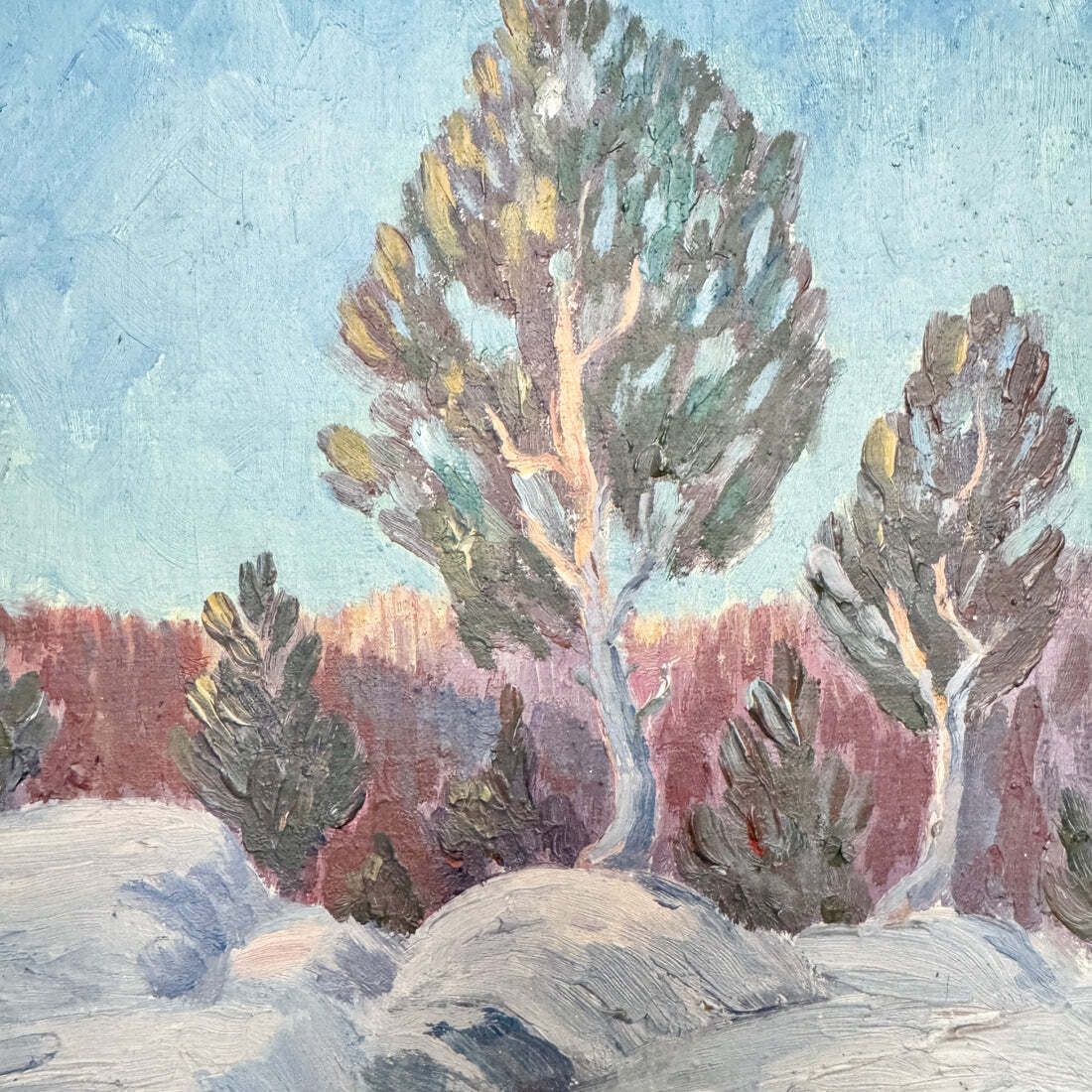Nordic Winter 1925 Antique Swedish Oil Painting photo for sale