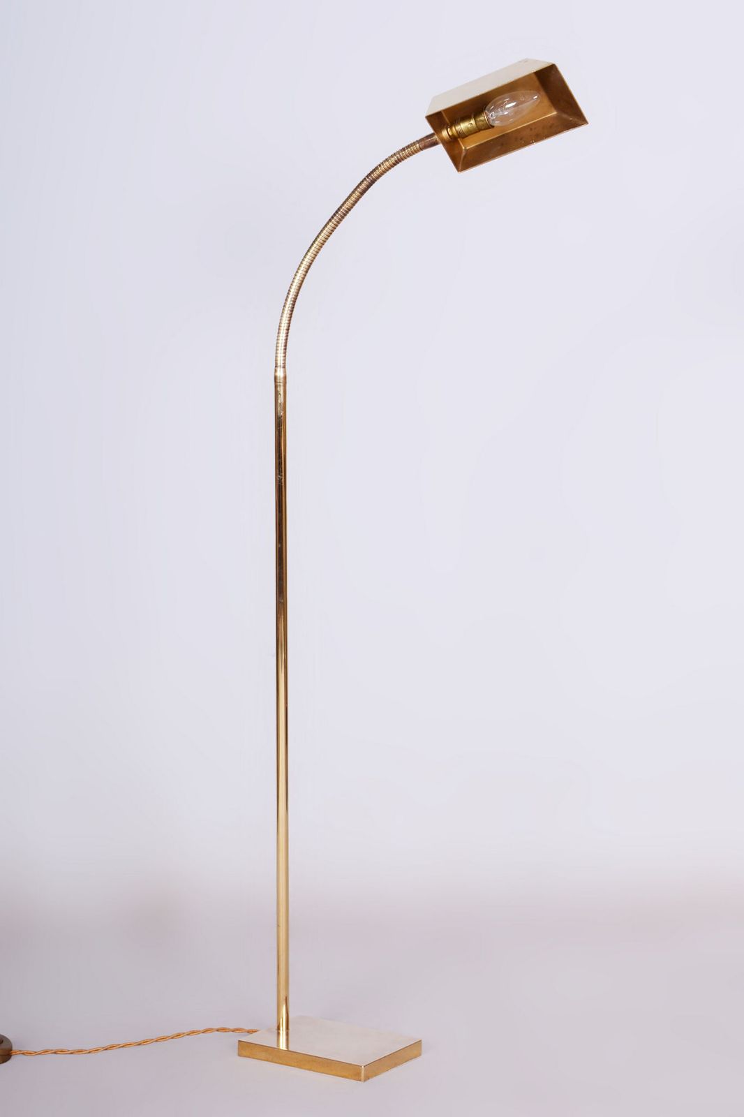 Original Mid Century Floor Lamp, Brass, Elecrical Revision, Germany, 1970s photo Lighting