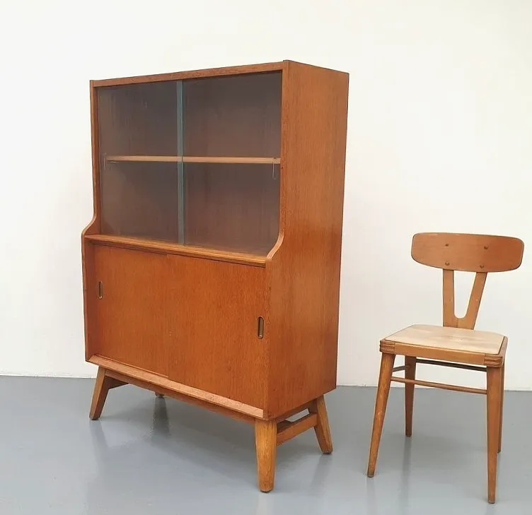 Vintage Beautility Mid Century Oak Bookcase Cabinet photo furniture