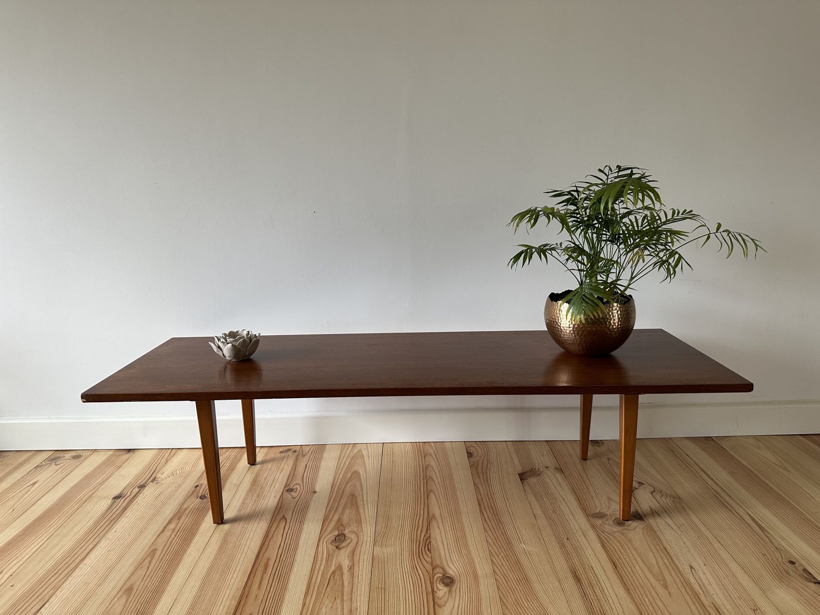 Mid Century Teak Coffee Table 1960's Tapered Legs photo for sale