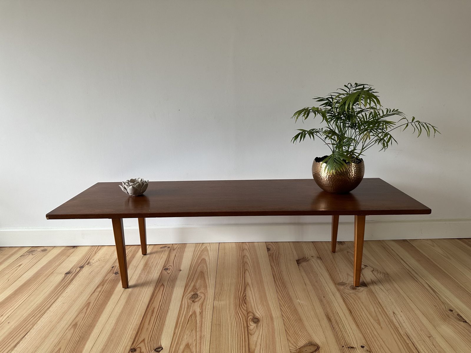 Mid Century Teak Coffee Table 1960's Tapered Legs photo 295.0