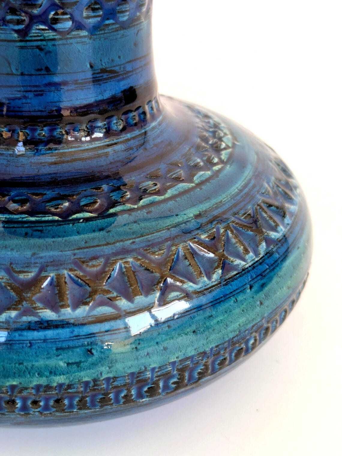Bitossi Rimini Blu Ceramic Vase, Aldo Londi Mid Century Italian Design photo vintage