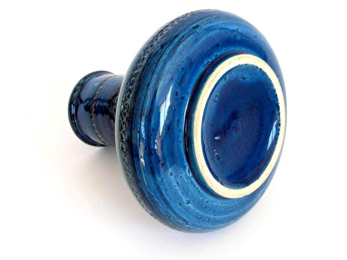 Home Decor Bitossi Rimini Blu Ceramic Vase, Aldo Londi Mid Century Italian Design photo