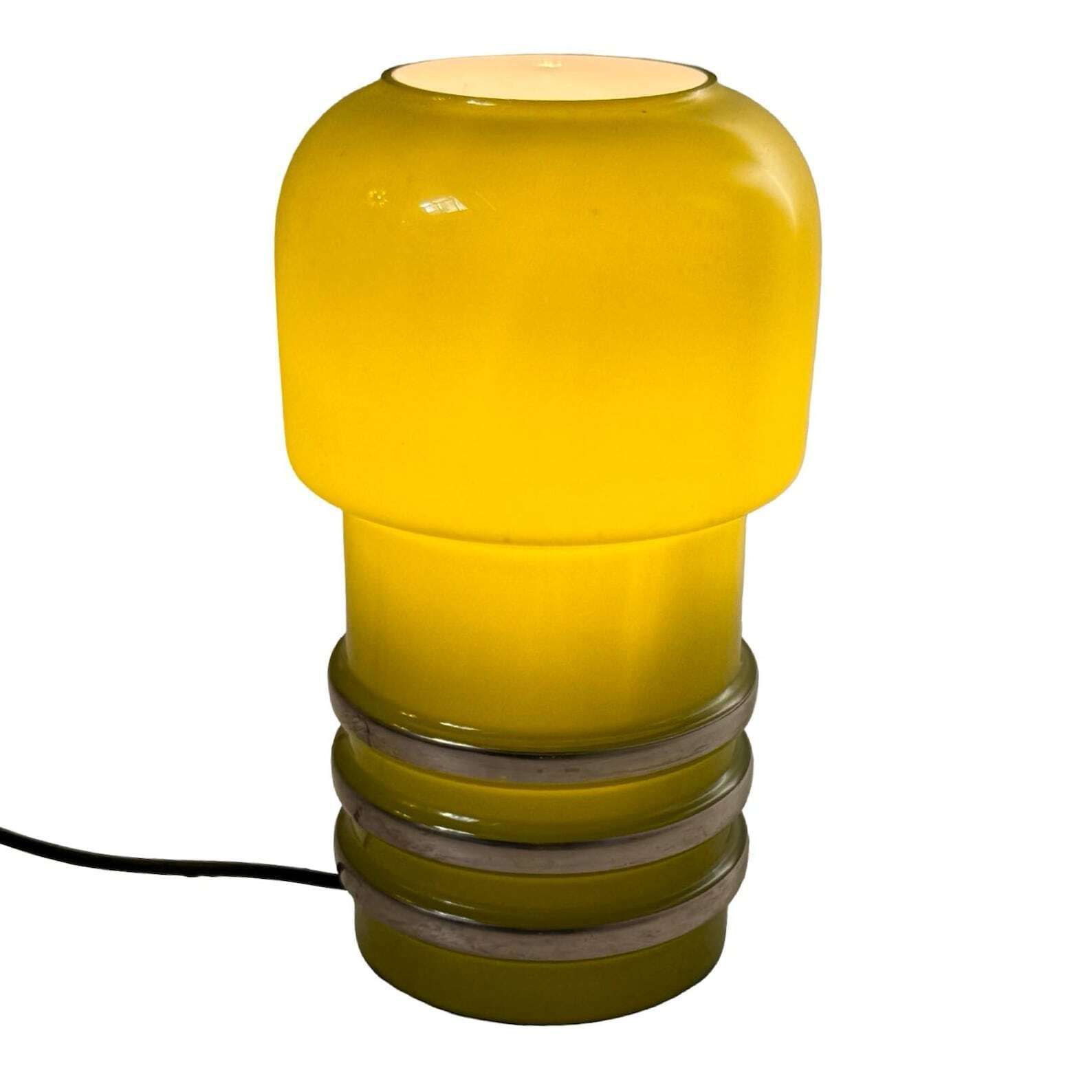 Vintage Scandinavian   Mouth Blown Glass Lamp With Chrome Detailing   Forrest Green And White Inside   Two In Stock!   Rare And In Top Condition photo 449.0