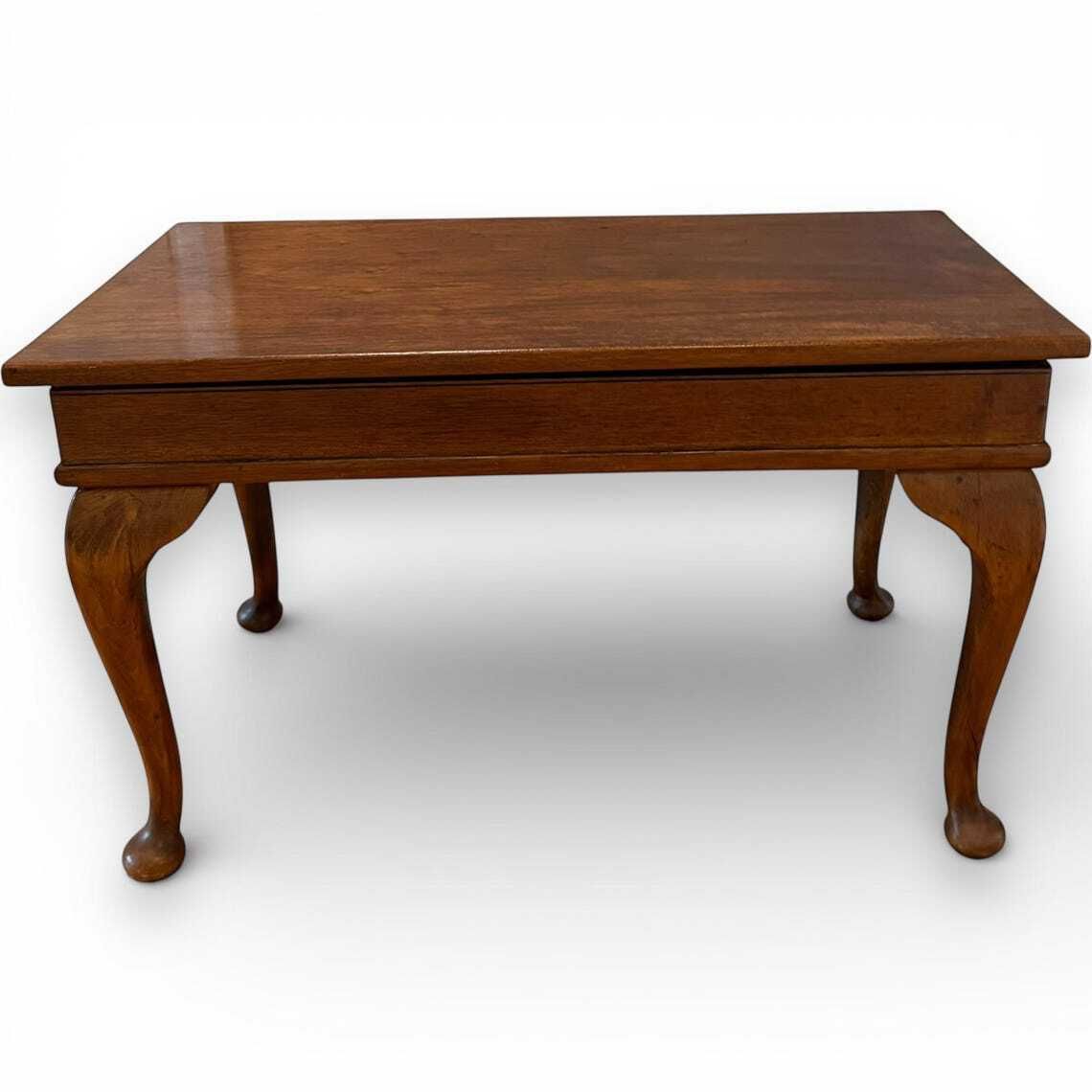 Vintage Mahogany Sewing Box Coffee Table With Hinged Storage Compartments photo for sale