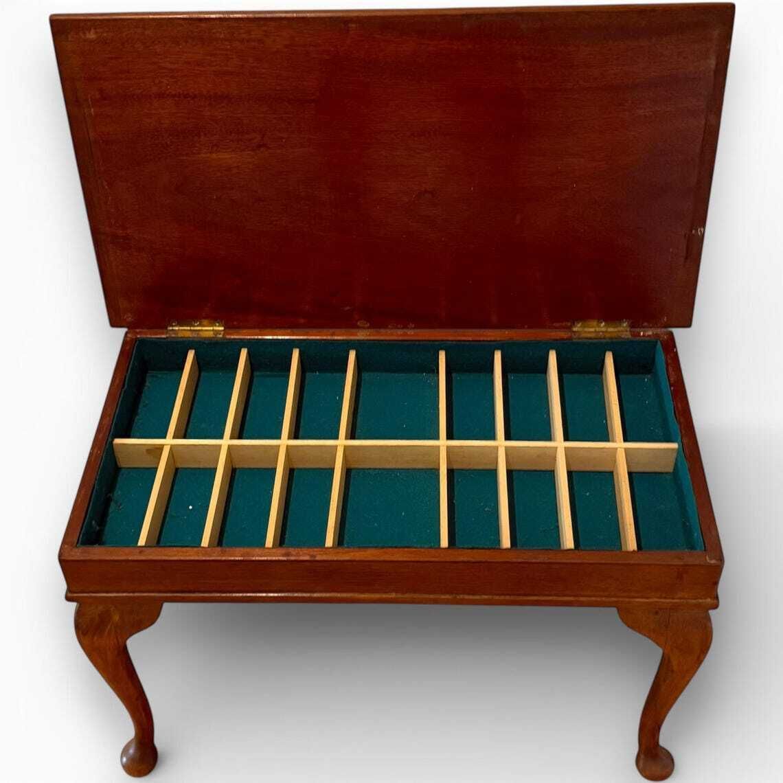 Vintage Mahogany Sewing Box Coffee Table With Hinged Storage Compartments photo buy