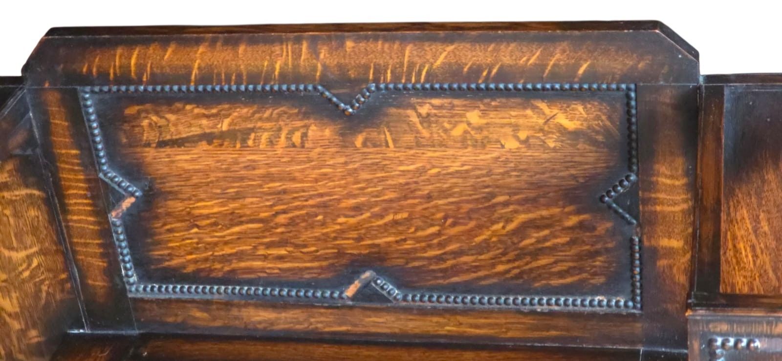 Vintage 1930s Oak Monk’s Bench Hall Settle With Umbrella Stands Jacobean Style photo vinterior